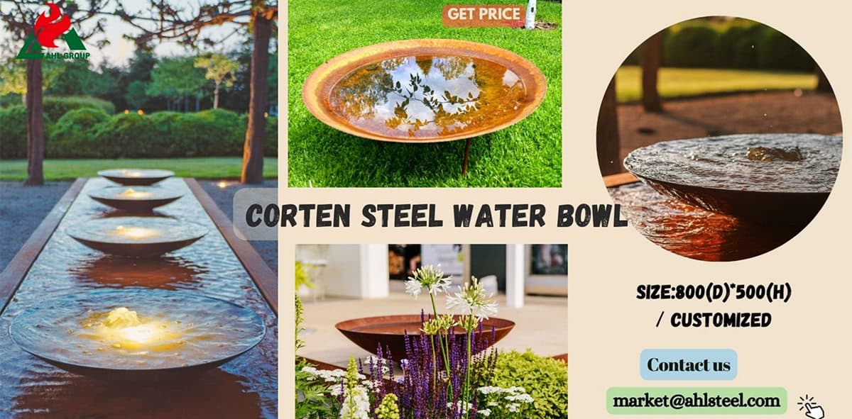 Outdoor Corten Water Bowl